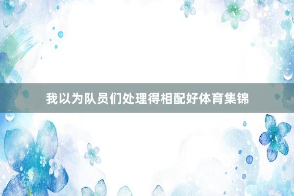 我以为队员们处理得相配好体育集锦