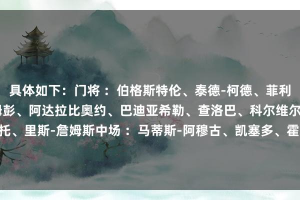 具体如下:门将 :伯格斯特伦、泰德-柯德、菲利普-约根森后卫 :阿奇姆彭、阿达拉比奥约、巴迪亚希勒、查洛巴、科尔维尔、库库雷利亚、古斯托、里斯-詹姆斯中场 :马蒂斯-阿穆古、凯塞多、霍尔、恩佐、雷吉-沃尔什前卫 :泰里克-乔治、杰克逊、马杜埃凯、姆厄卡、内托、帕尔默、桑乔 体育集锦