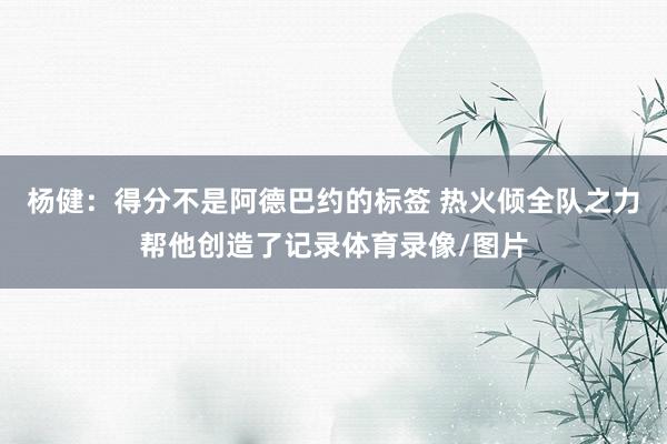 杨健:得分不是阿德巴约的标签 热火倾全队之力帮他创造了记录体育录像/图片