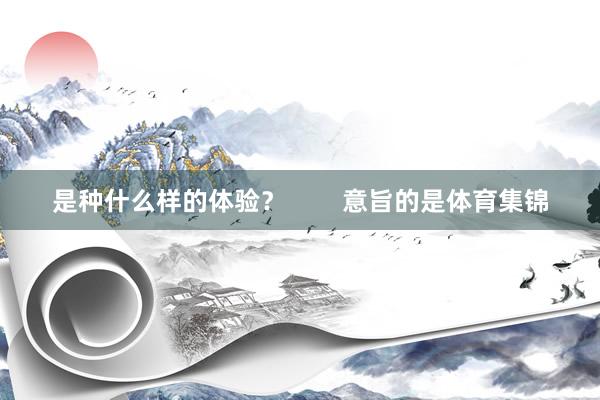 是种什么样的体验？        意旨的是体育集锦