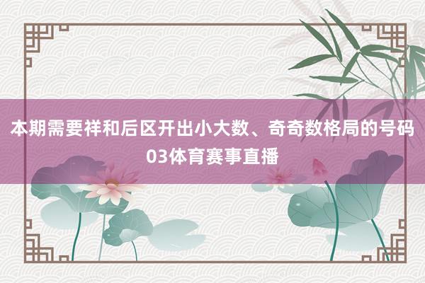 本期需要祥和后区开出小大数、奇奇数格局的号码03体育赛事直播
