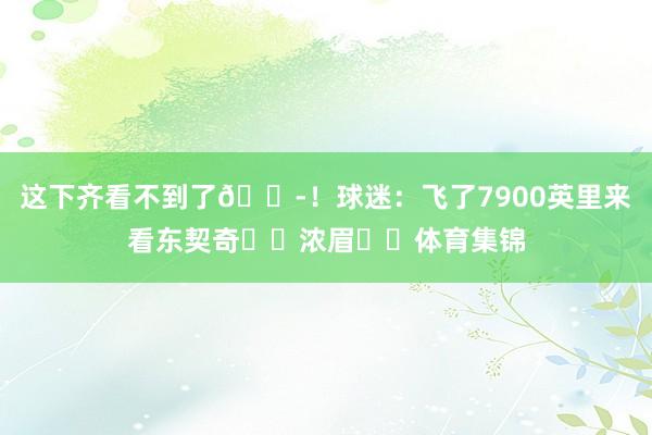 这下齐看不到了😭！球迷：飞了7900英里来看东契奇❌️浓眉✔️体育集锦