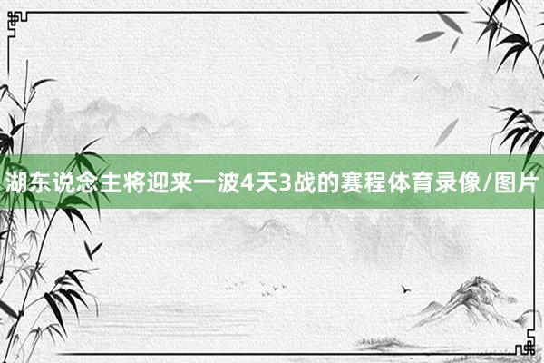 湖东说念主将迎来一波4天3战的赛程体育录像/图片