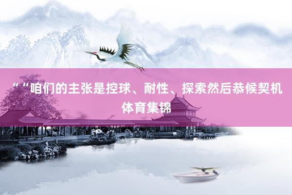 ““咱们的主张是控球、耐性、探索然后恭候契机体育集锦