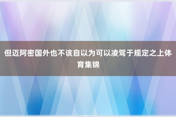 但迈阿密国外也不该自以为可以凌驾于规定之上体育集锦
