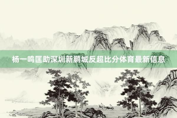 杨一鸣匡助深圳新鹏城反超比分体育最新信息