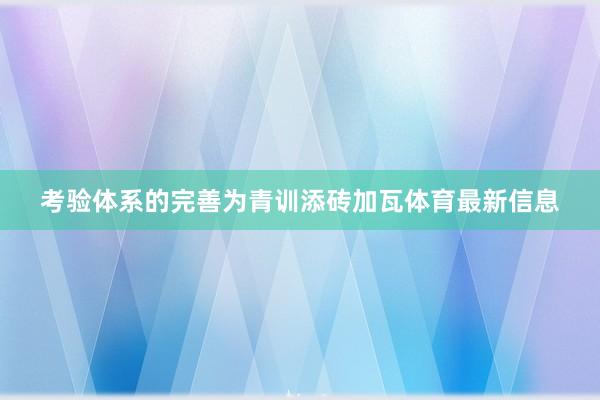 考验体系的完善为青训添砖加瓦体育最新信息